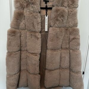 Coco + Carmen Taupe Faux Fur Vest